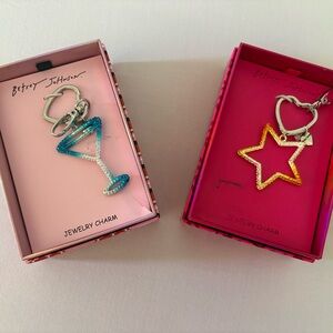 Betsey Johnson Teal Martini and Yellow Star Keychains